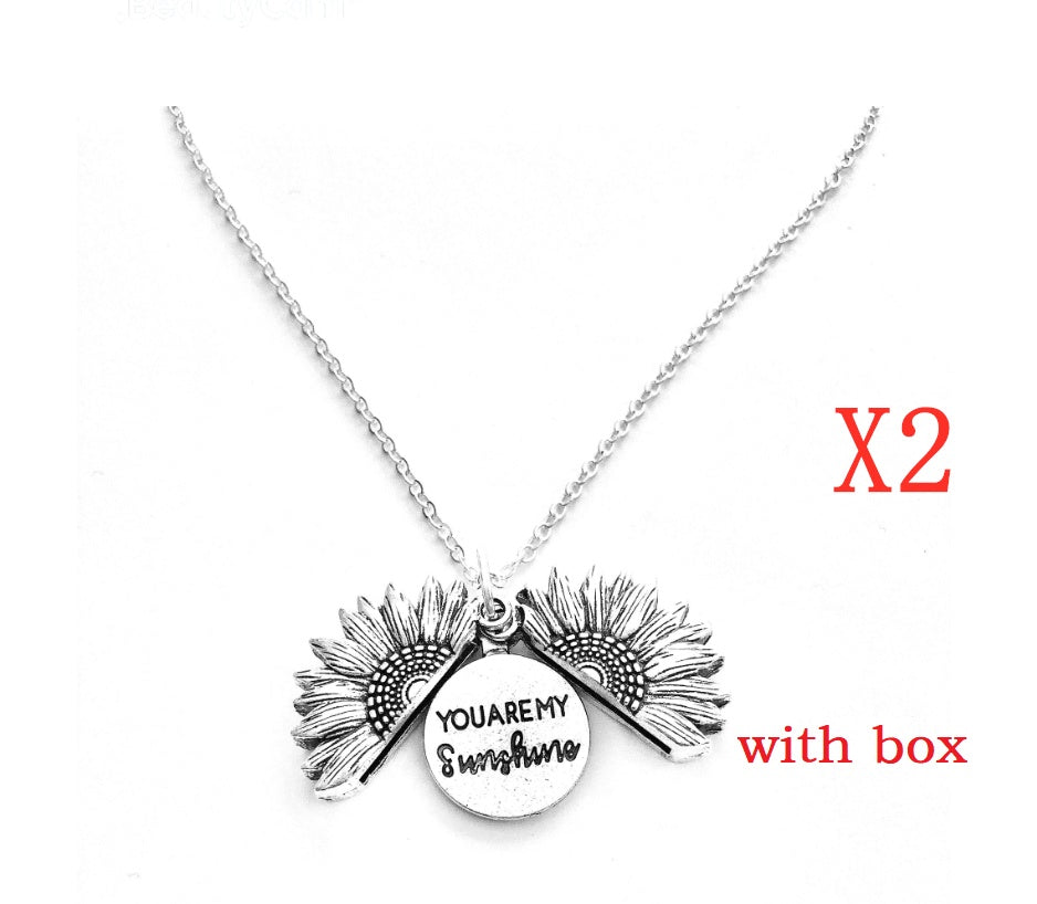 Sunflower Double Lettering Necklace By Tinkers Aura Balance