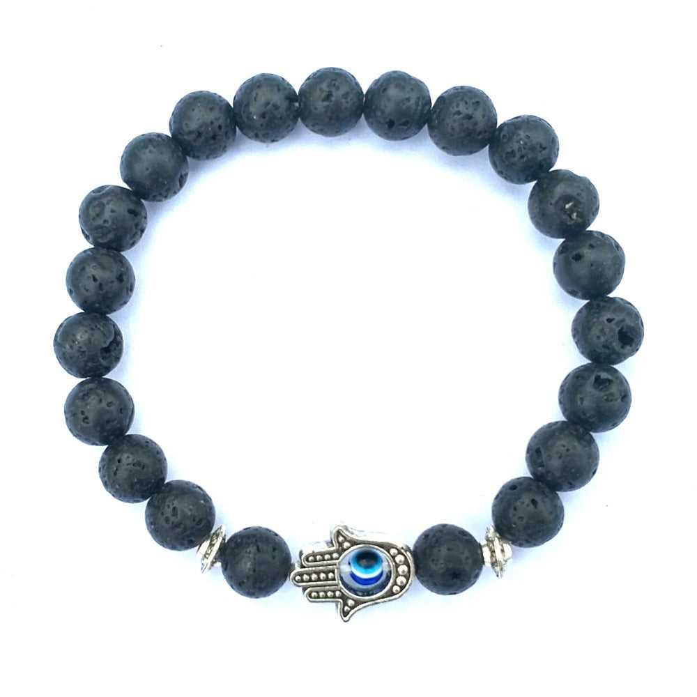 Tinkers Limited Bergamot Evil Eye Stone Bracelet Silver Black Beads - 0