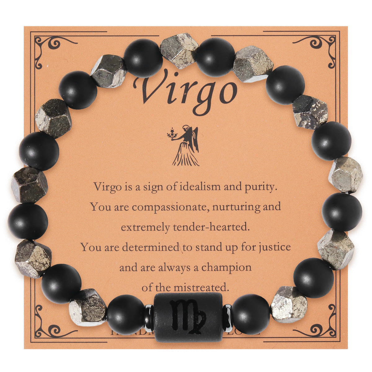 Zodiac Natural Stone Bracelet – Constellation Beaded Cuff with Gift Card