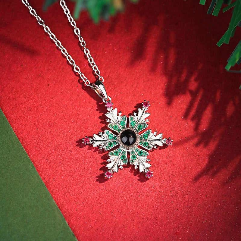 Snowflake Projection Necklace For Couples Christmas Gift