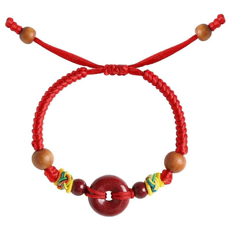 Red Stone Buckle Rope Bracelet Unisex Adults And Children