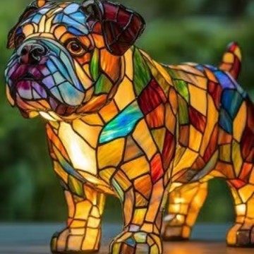 Colorful Dog Lamp Resin Decor By Tinkers - Positive Energy