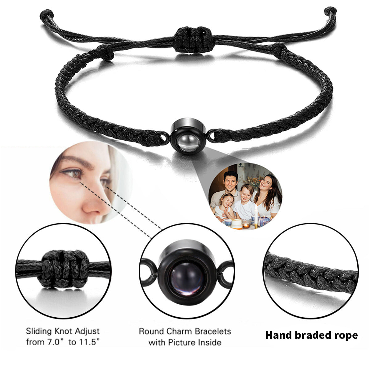 Tinkers Customized Circle Photo Projection Bracelet Adjustable - Apparel & Accessories > Jewelry > Bracelets 0