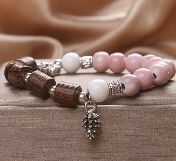 Elegant Handcrafted Pink Ceramic Bracelet for Women by Tinkers