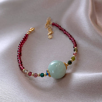 Korean Style Elegant Garnet Tourmaline Bracelet for Women