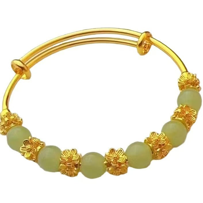 Tinkers Tinkers Brass Gold Plated Chalcedony Flower Bracelet Elite - 0