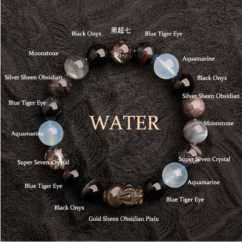 Fünf Elemente Kristall Erdbeerquarz Glücksbringer Armband