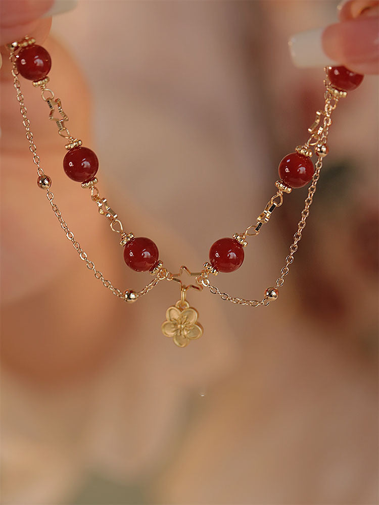 Tinkers Tinkers Red Agate Double Layer Bracelet Limited Edition - 0