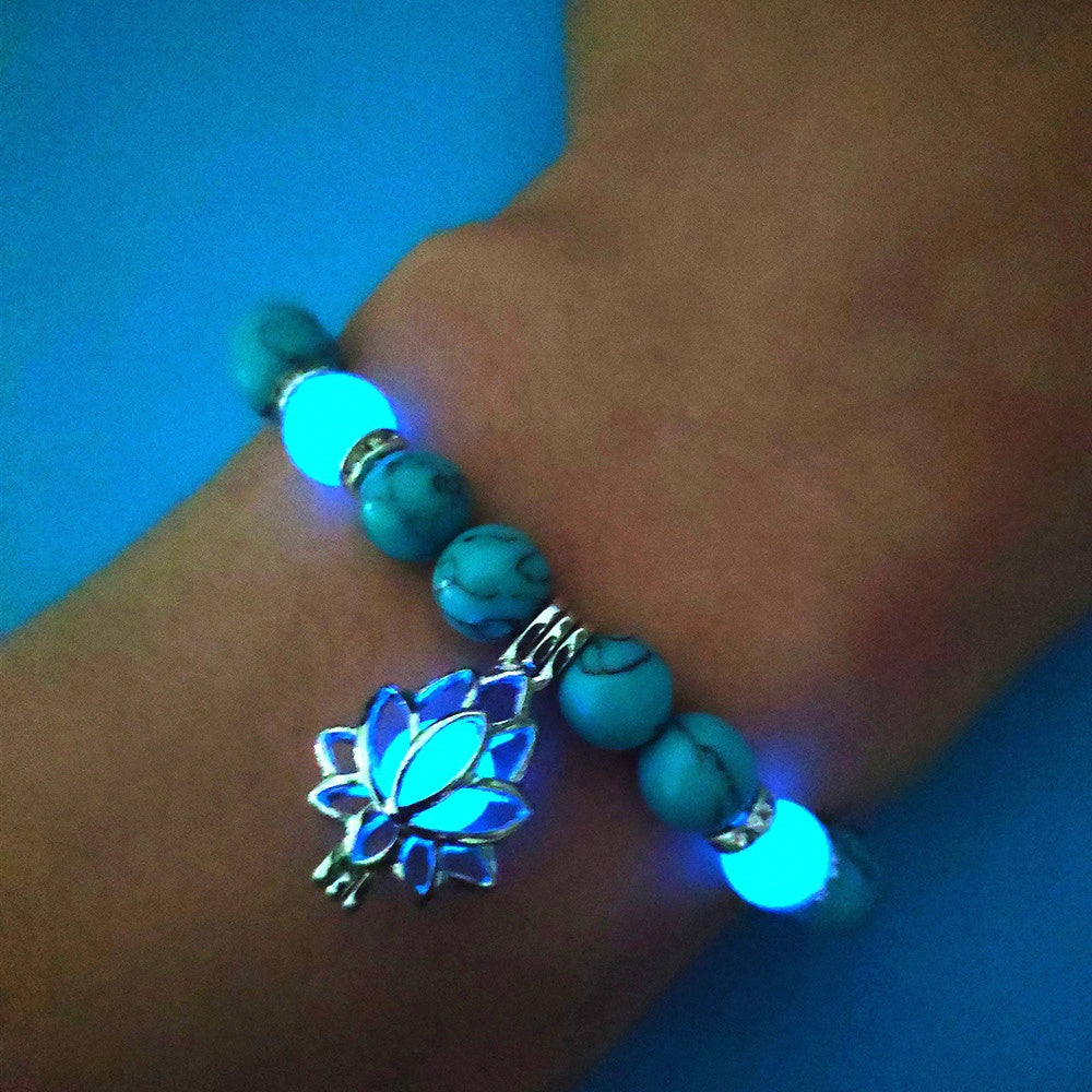 Turquoise Lotus Healing Glow Bracelet for Men Women Tinkers
