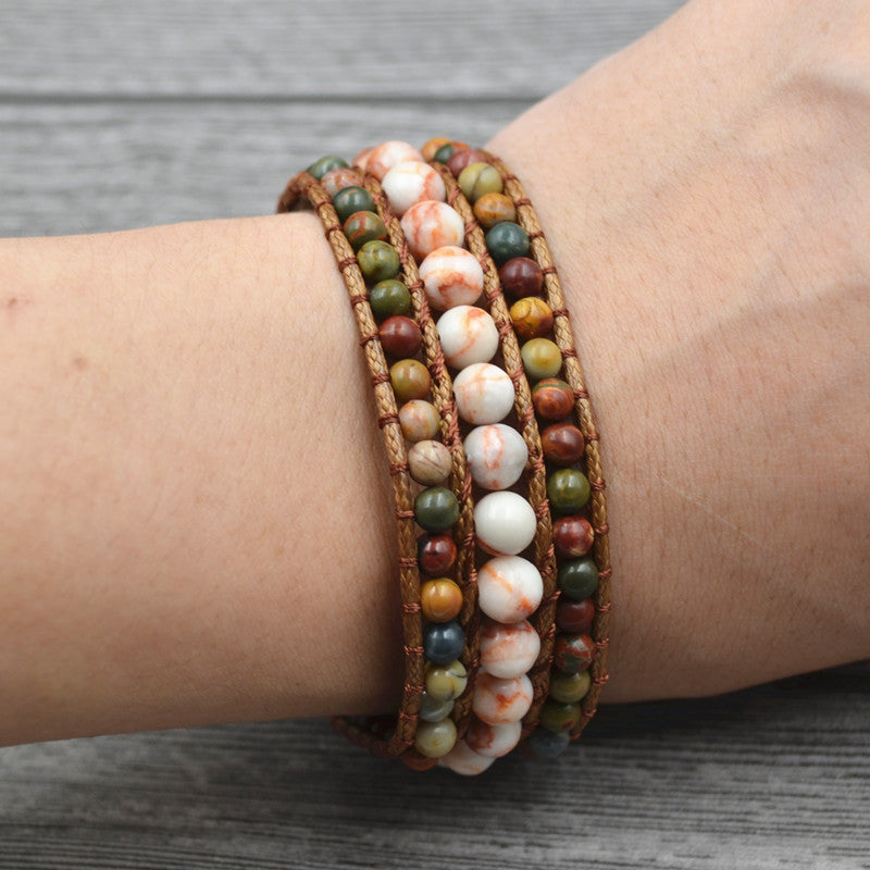 Sunflower Natural Stone Beaded Bracelet For Women By Tinkers Handcrafted Joy And Protection Gift