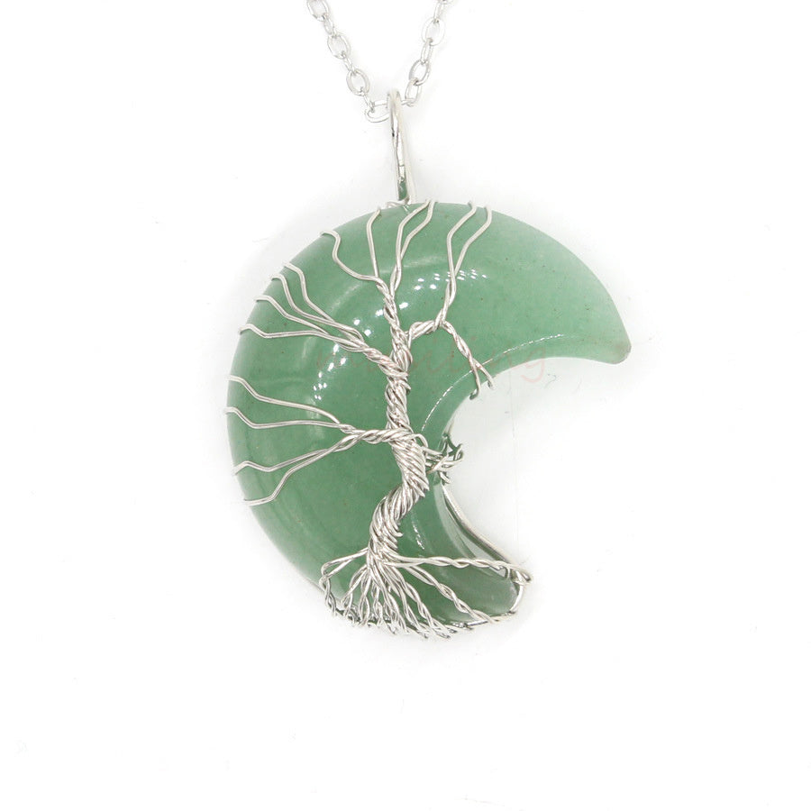 Natürlicher Kristall-Mond-Anhänger, Unisex-Schmuck, Geschenkidee