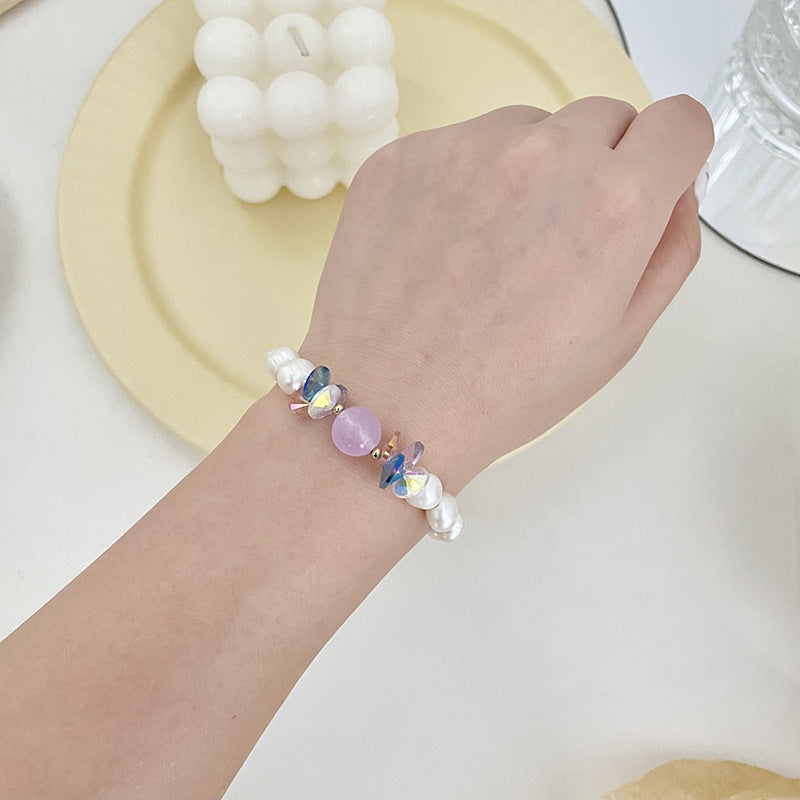 Handcrafted Natural Pearl Crystal Bracelet for Elegant Women by Tinkers