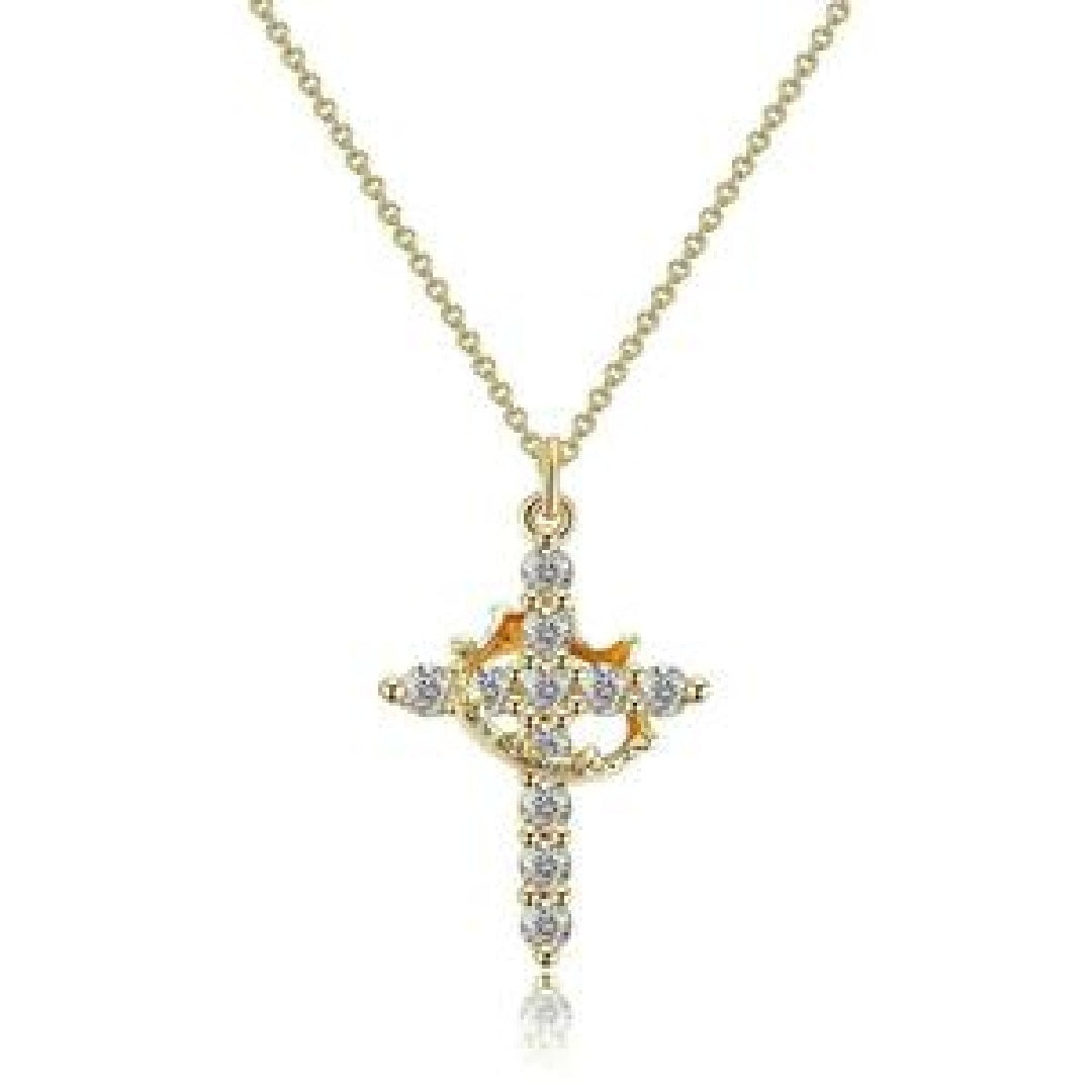 Crown And Cross Pendant Necklace For Women Men Girls