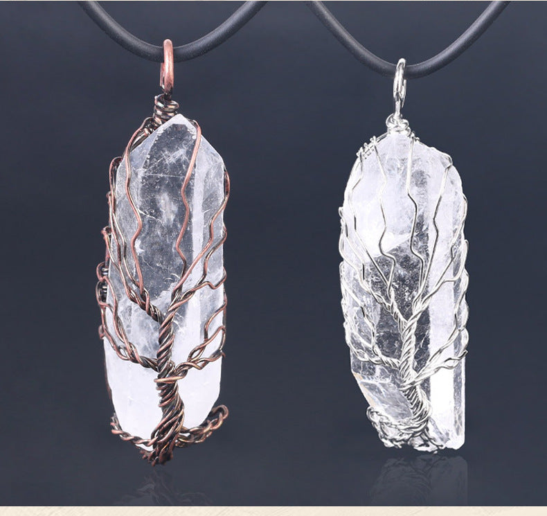 Amorphous Crystal Pendant Necklace White Stone Irregular