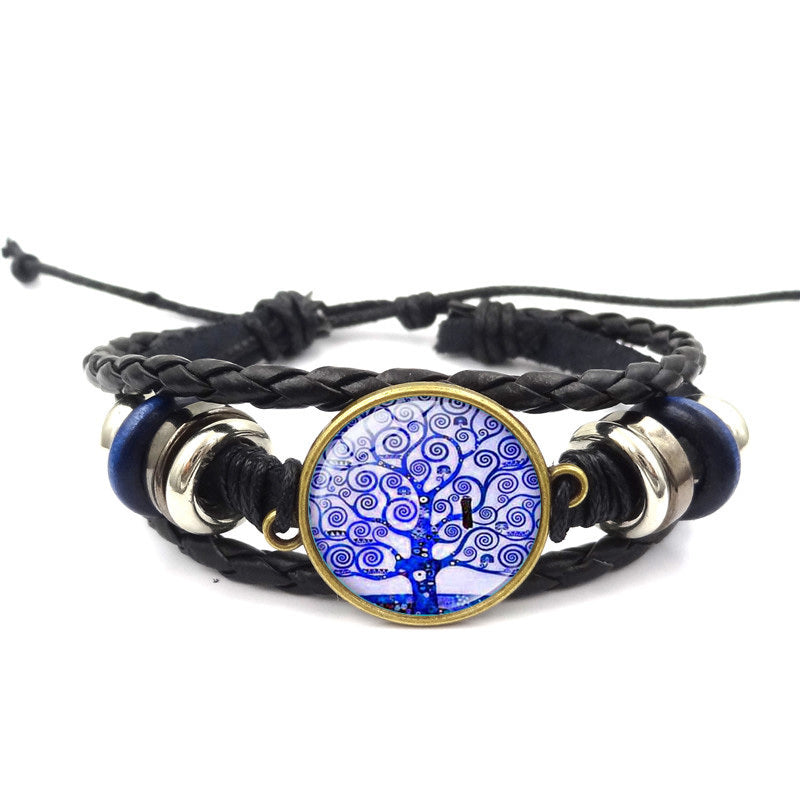 Tinkers Tinkers Tree Of Life Multilayer Leather Glass Bracelet Plus - 0