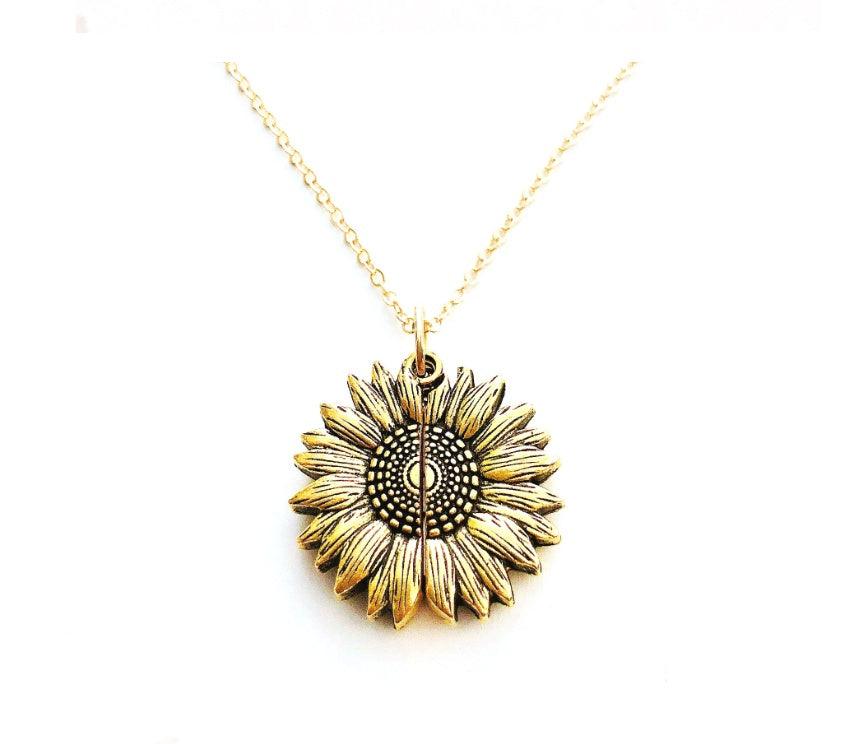 Sunflower Double Lettering Necklace By Tinkers Aura Balance