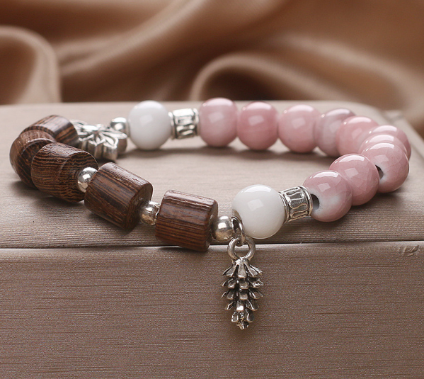Elegant Handcrafted Pink Ceramic Bracelet for Women by Tinkers