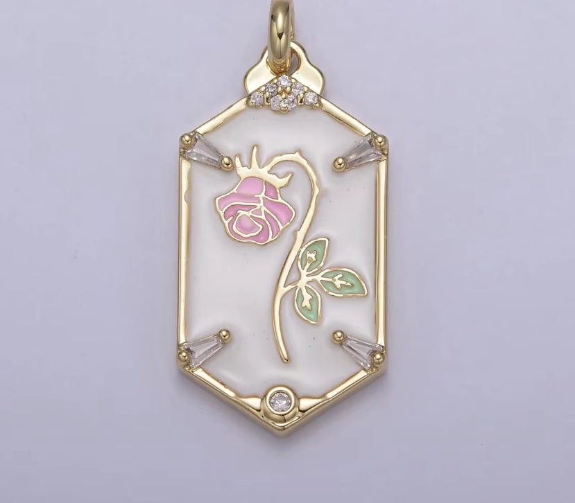 Retro Double Rose Pendant Necklace For Women Brass Jewelry