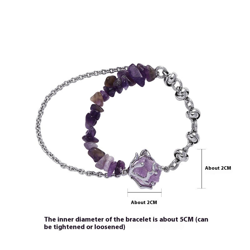 Tinkers Tinkers Purple Natural Stone Geometric Stitch Bracelet Lux - 0