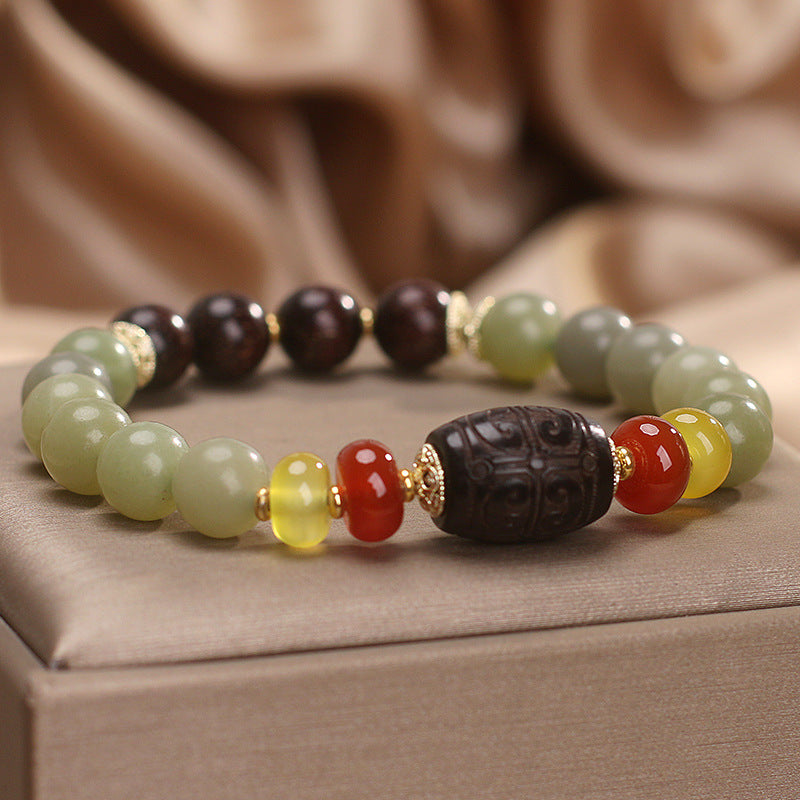 Natural Handcrafted Gray Jade Agate Bracelet for Women's Healing by Tinkers
