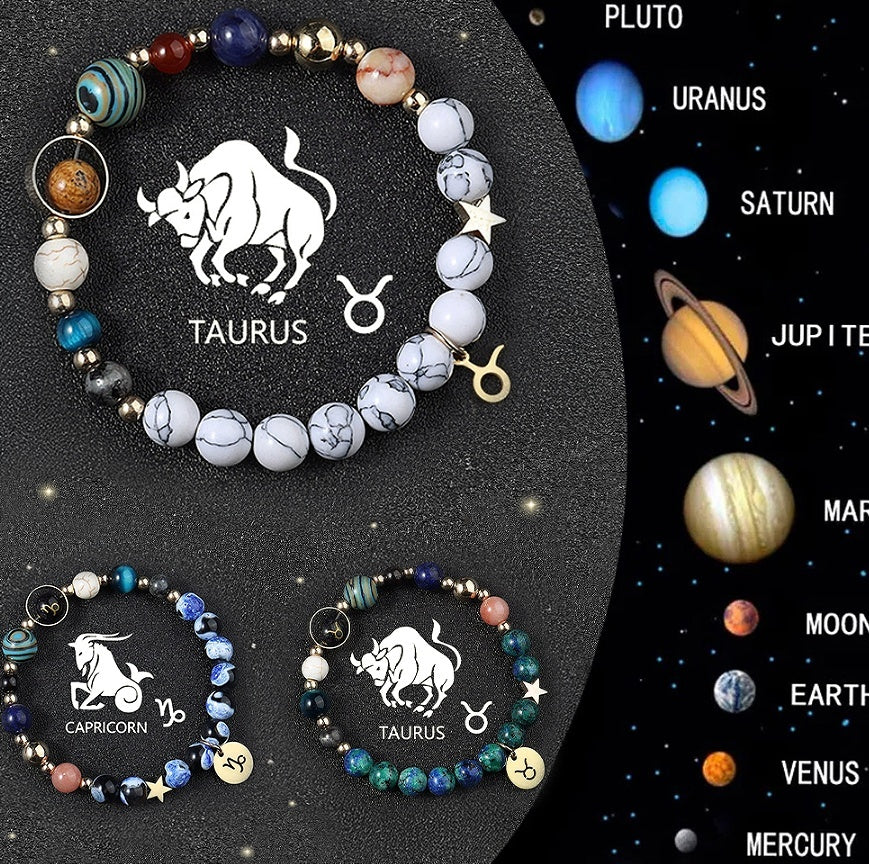 Natural Crystal Zodiac Bracelet Set 3pcs Healing Gift by Tinkers