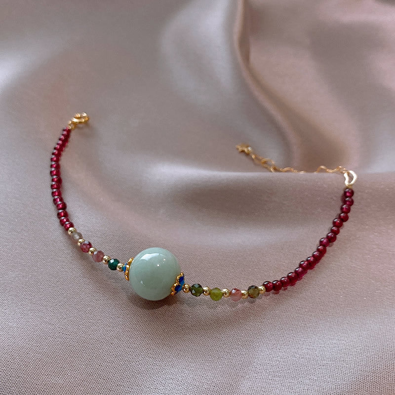 Korean Style Elegant Garnet Tourmaline Bracelet for Women
