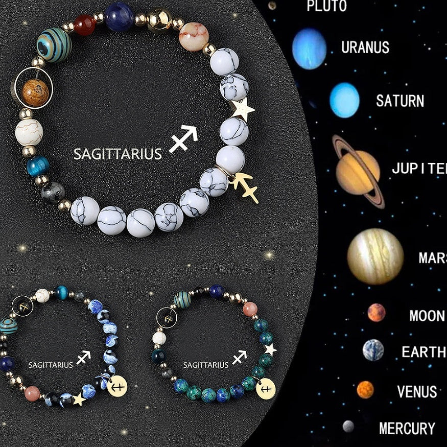 Natural Crystal Zodiac Bracelet Set 3pcs Healing Gift by Tinkers