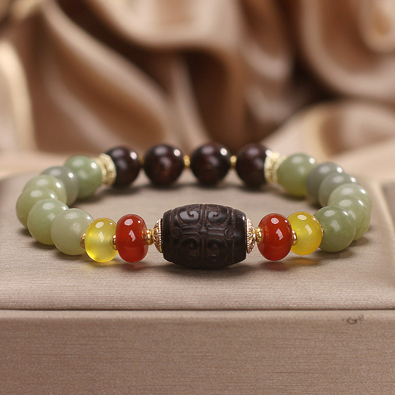 Natural Handcrafted Gray Jade Agate Bracelet for Women's Healing by Tinkers