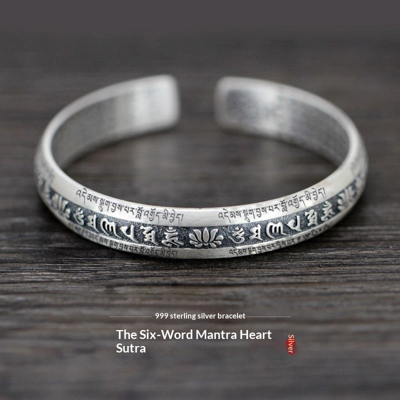 Heart Sutra Copper Bracelet — Thai Silver & Symbolic Charms