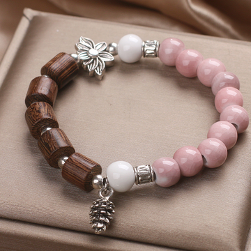 Elegant Handcrafted Pink Ceramic Bracelet for Women by Tinkers