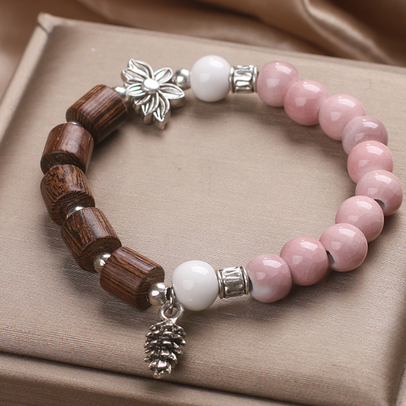 Elegant Handcrafted Pink Ceramic Bracelet for Women by Tinkers
