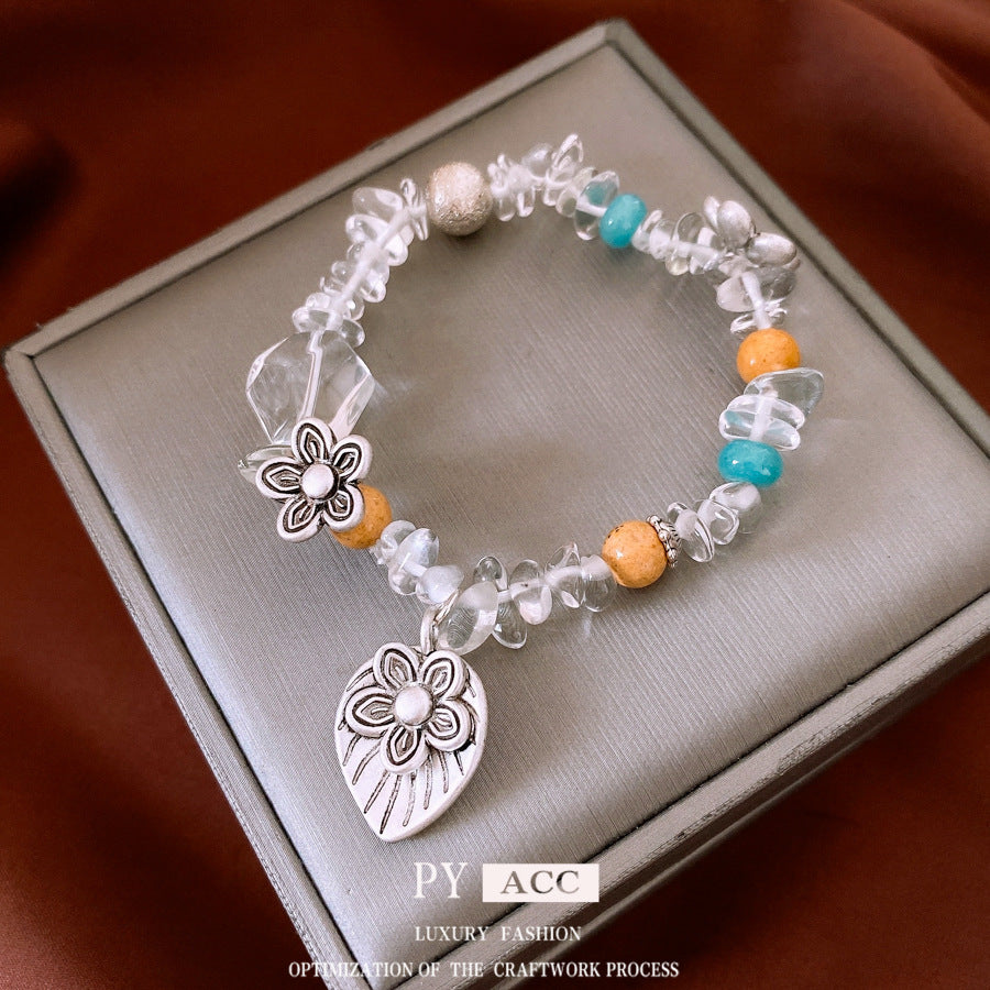 Retro Ethnic Flower Gravel Bracelet For Women Exquisite