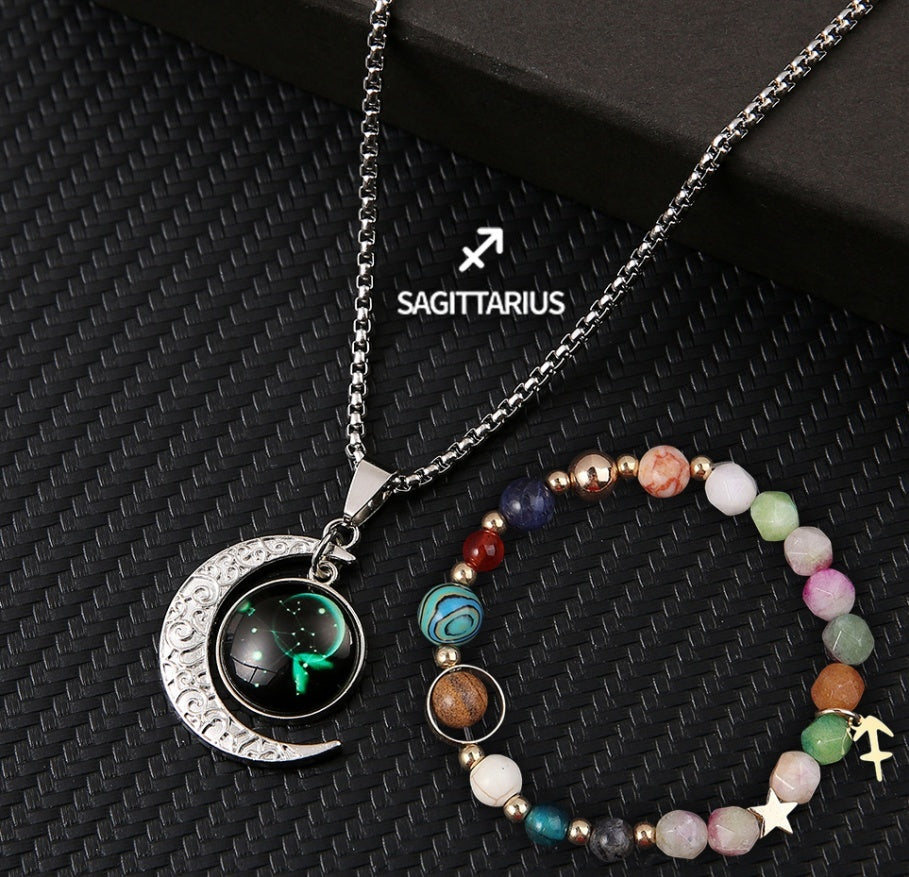 Handcrafted Natural Stone Zodiac Necklace and Bracelet Set by Tinkers