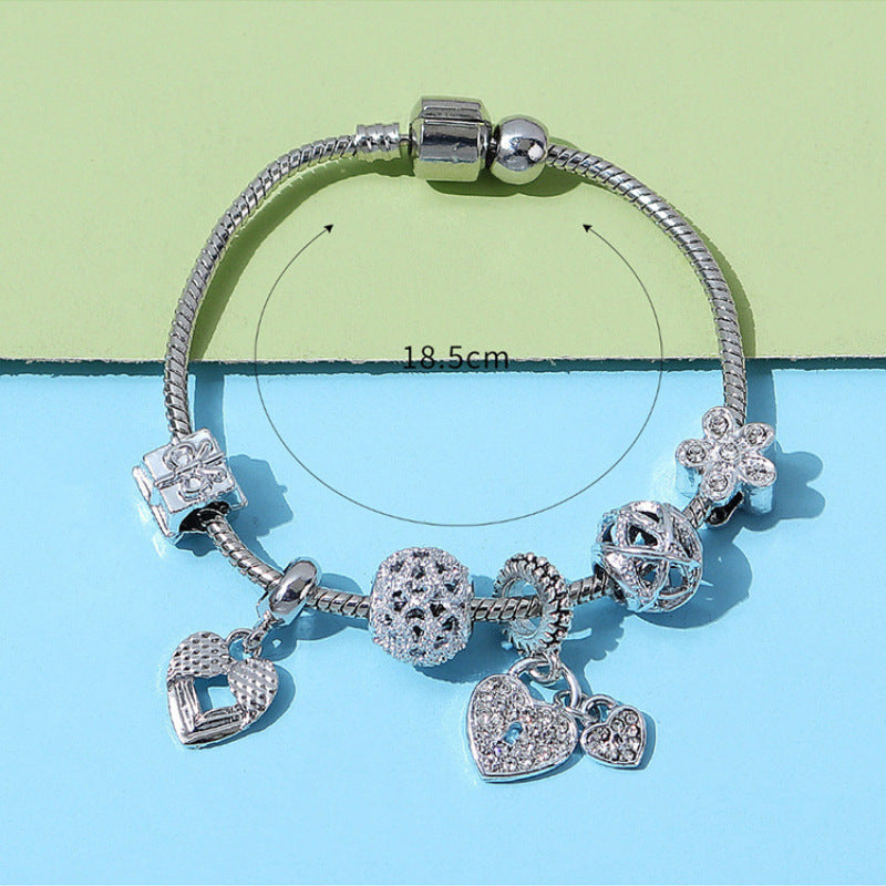 Sparkling Hollow Carved Bracelet – Crystal-Encrusted Zinc Alloy, Couples' Gift