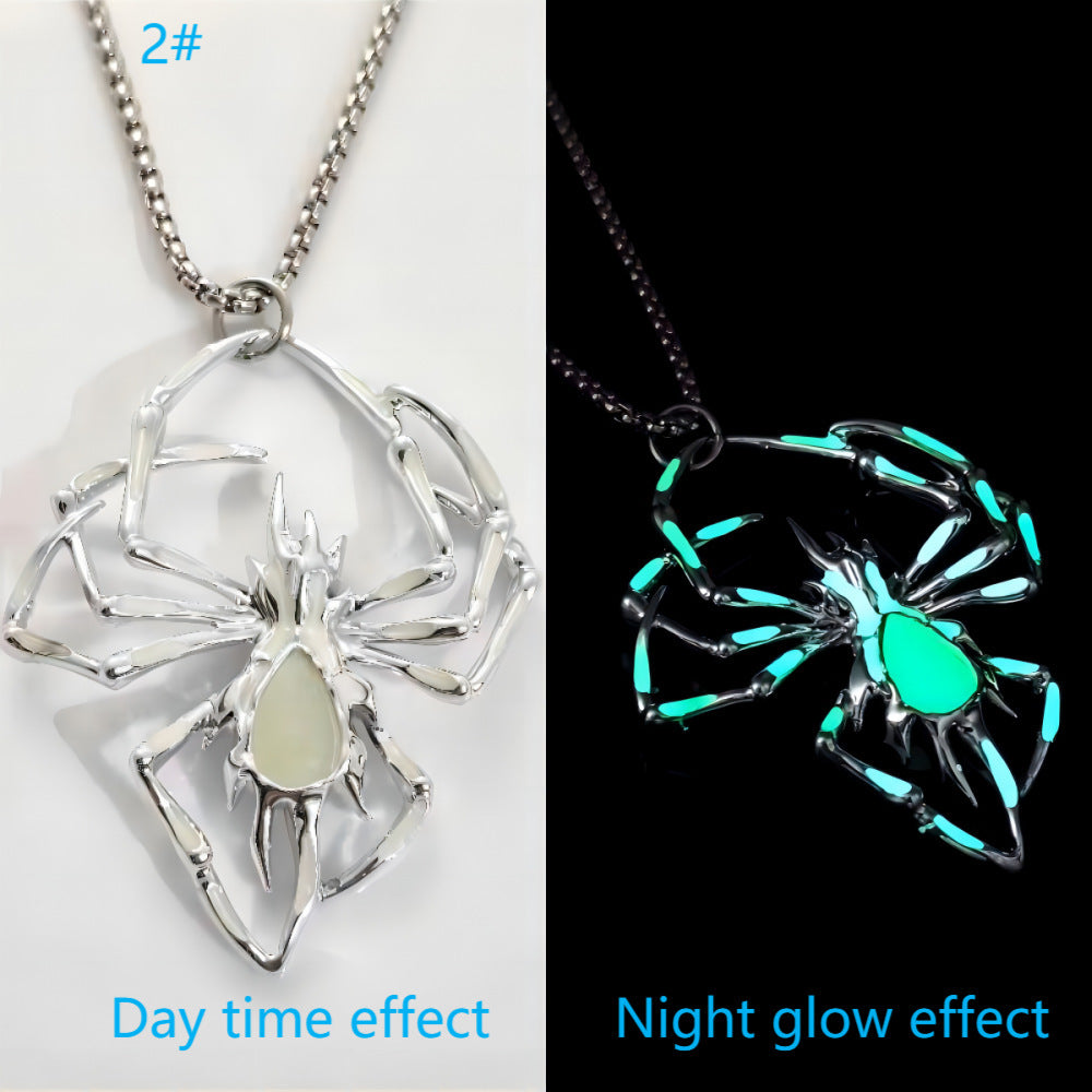 Halloween Luminous Spider Necklace Glow In The Dark Jewelry