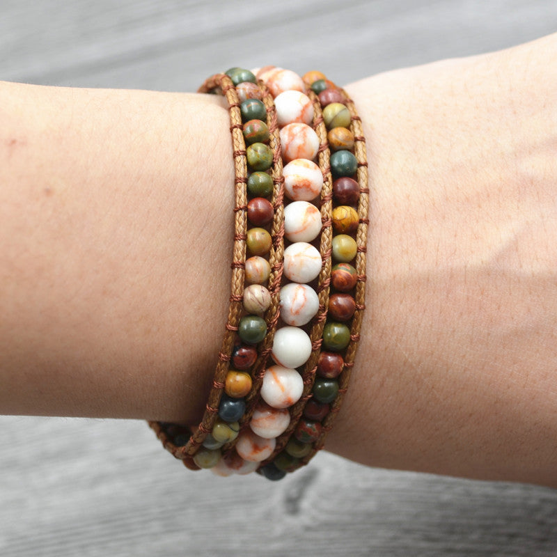 Sunflower Natural Stone Beaded Bracelet For Women By Tinkers Handcrafted Joy And Protection Gift