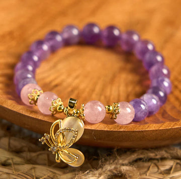Natural Amethyst Grape Beaded Bracelet Women Korean Style