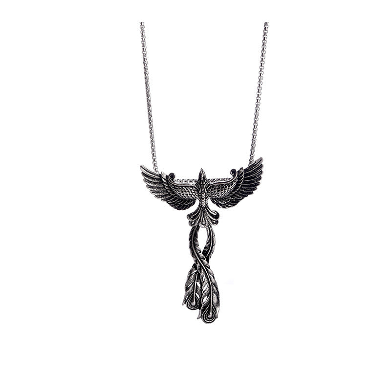 Fashion Alloy Big Phoenix Pendant Necklace Unisex Jewelry
