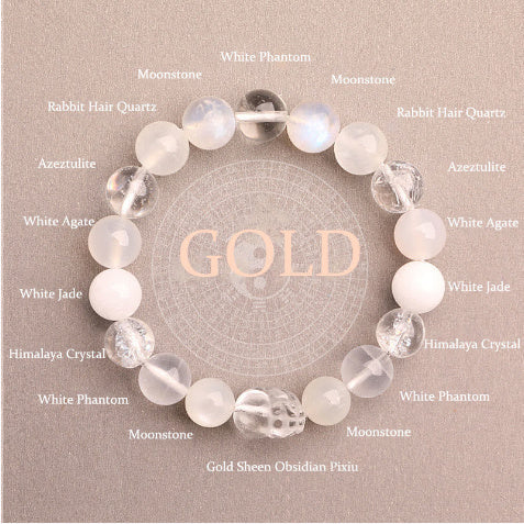 Fünf Elemente Kristall Erdbeerquarz Glücksbringer Armband