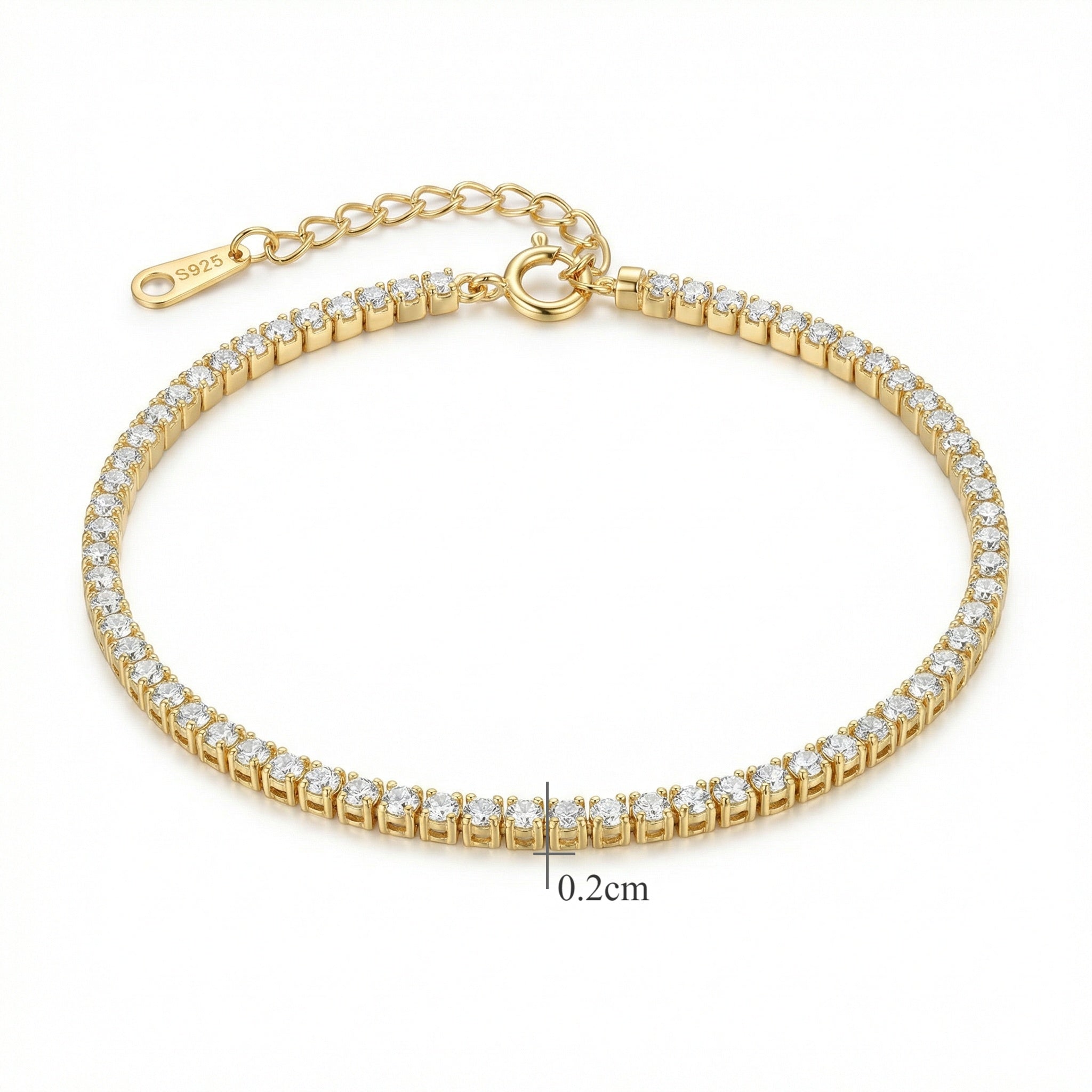 925 Sterling Silver Elegant S925 Sterling Silver Tennis Bracelet Featuring Radiant Round Cut Cubic Zirconia Stones