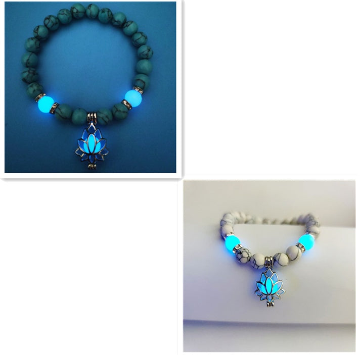Turquoise Lotus Healing Glow Bracelet for Men Women Tinkers