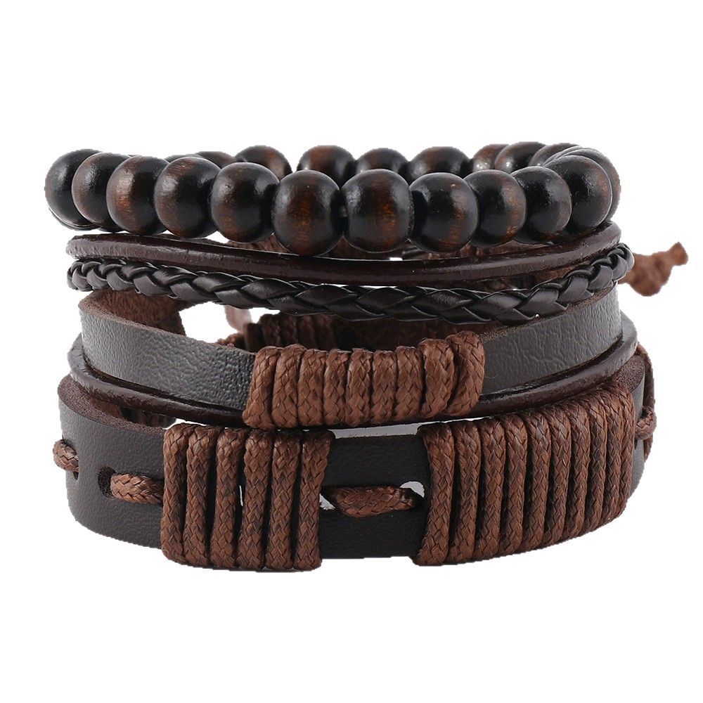 Tinkers Simple Material Wax Rope PU Leather Bracelet Set Exclusive - 0