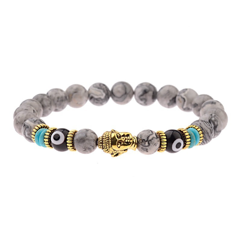 Tinkers Buddha Head Alloy Signature Tiger Energy Stone Bracelet - 0