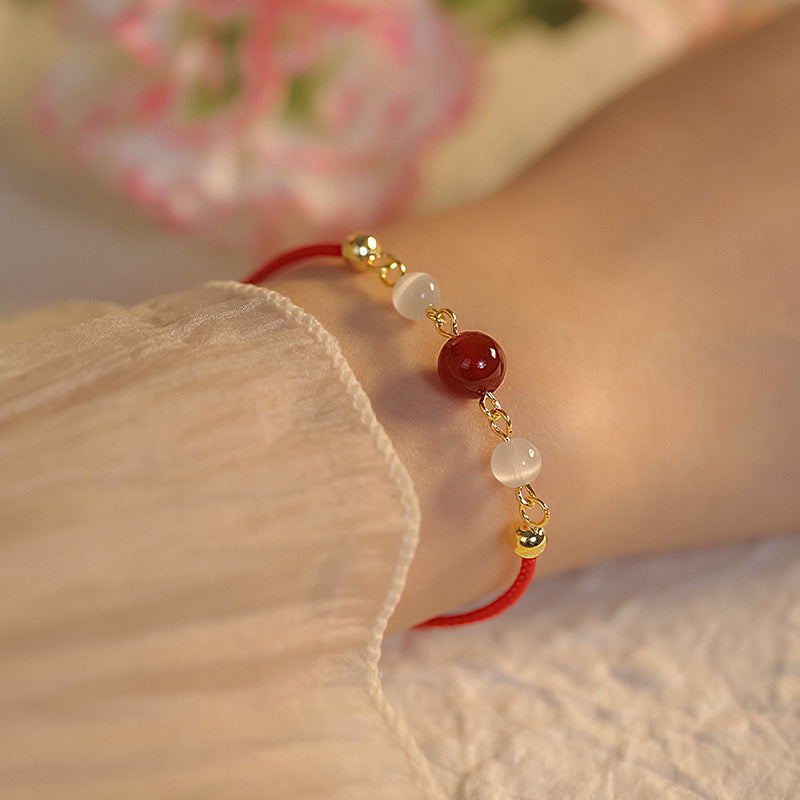 Simple Red Agate Bracelet Birth Year Lucky Unisex Style