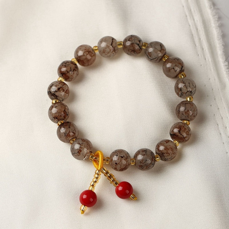 Geometric Ceramic Womens Bracelet With Crystal String Beads