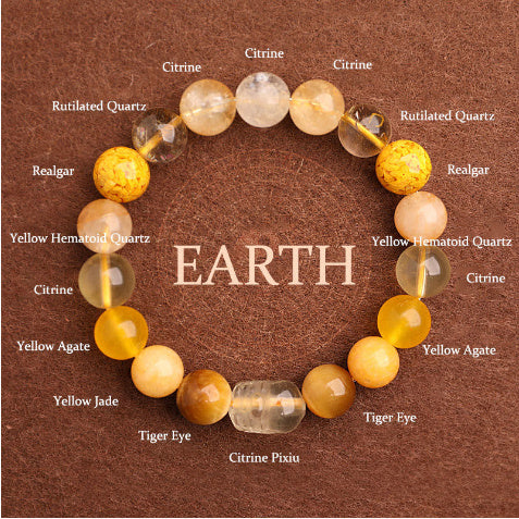 Fünf Elemente Kristall Erdbeerquarz Glücksbringer Armband