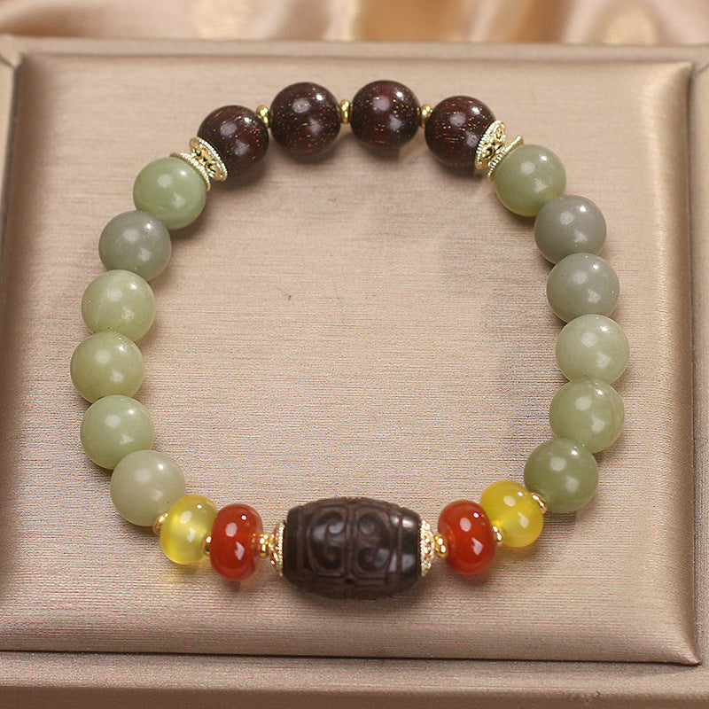 Natural Handcrafted Gray Jade Agate Bracelet for Women's Healing by Tinkers