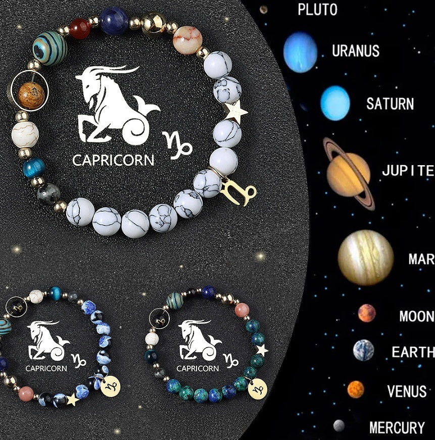 Natural Crystal Zodiac Bracelet Set 3pcs Healing Gift by Tinkers