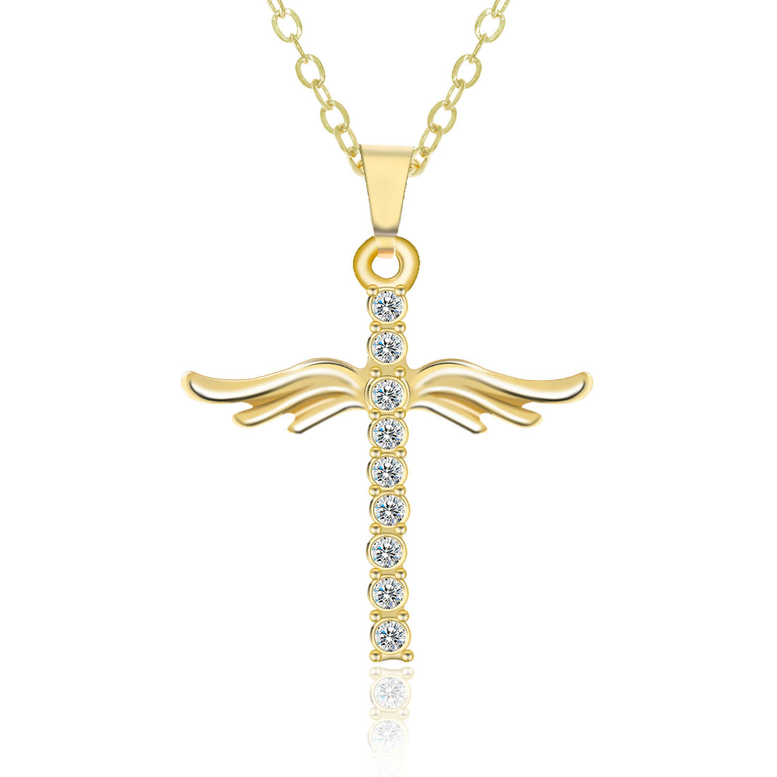 Angel Wings Cross Pendant Necklace For Women With Chain