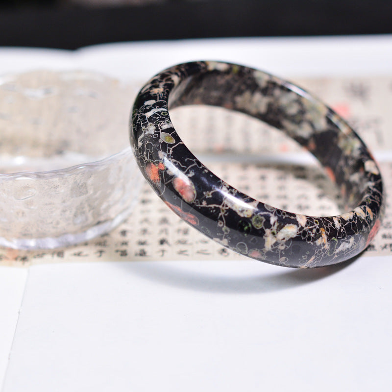 Natural Plum Blossom Jade Round Bar Jade Bracelets